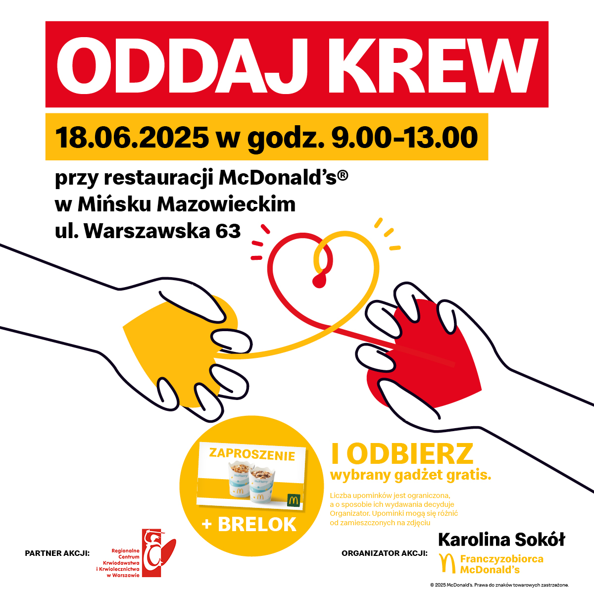 Oddaj krew przy McDonald’s w Mińsku Mazowieckim