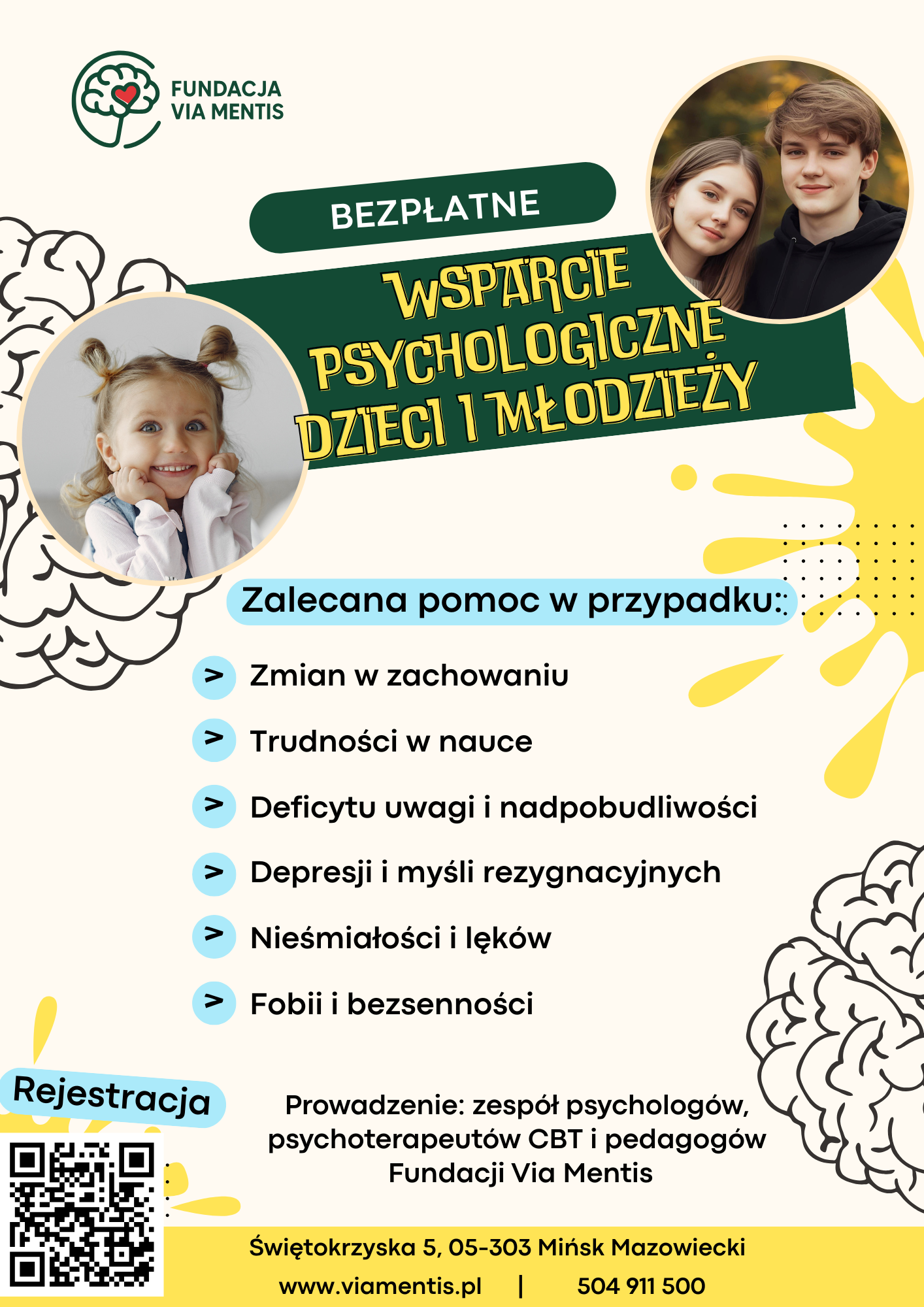 Bezpłatne konsultacje psychologiczne i krótkoterminowe wsparcie terapeutyczne