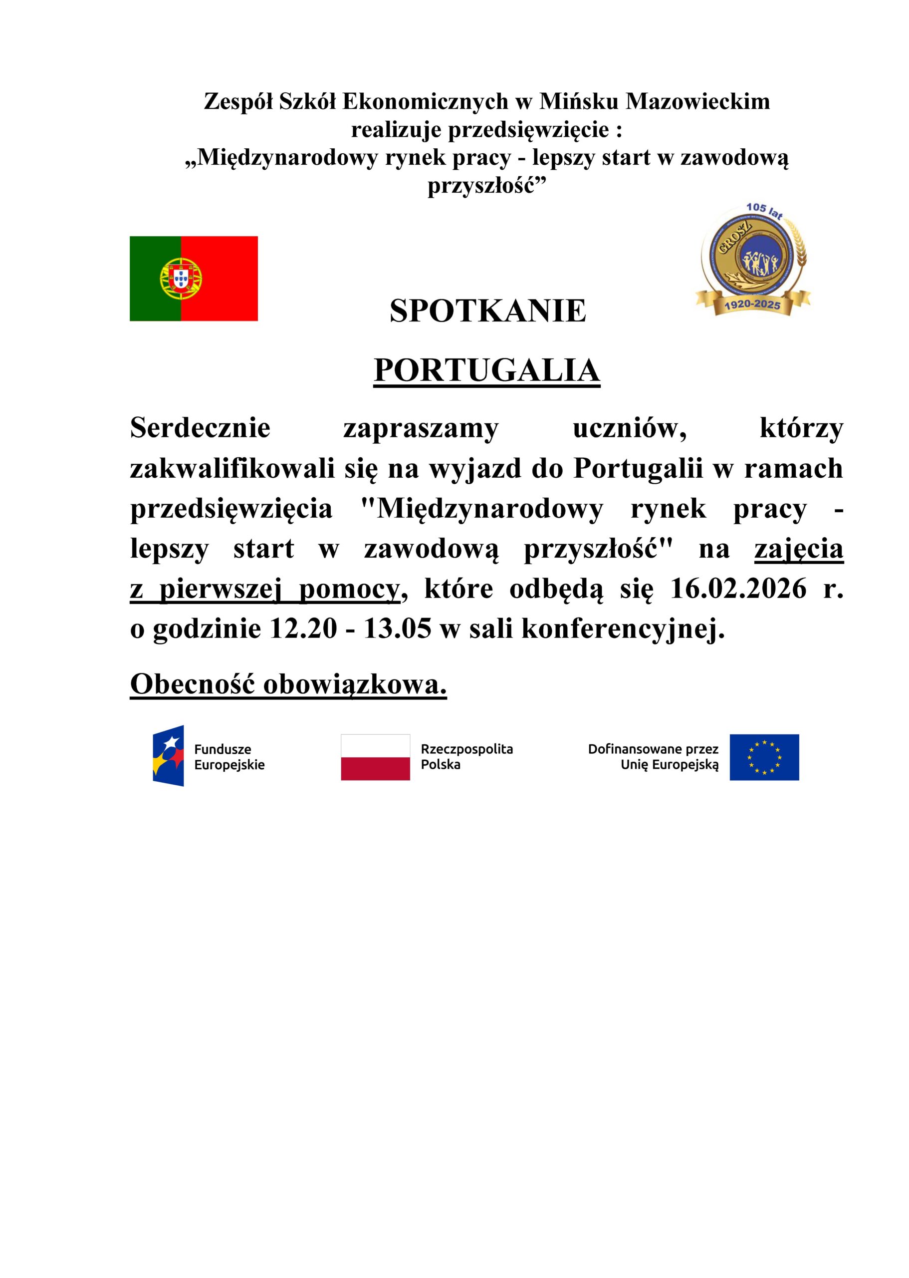 „Międzynarodowy rynek pracy – lepszy start w zawodową przyszłość” – spotkanie przygotowawcze – 16 lutego