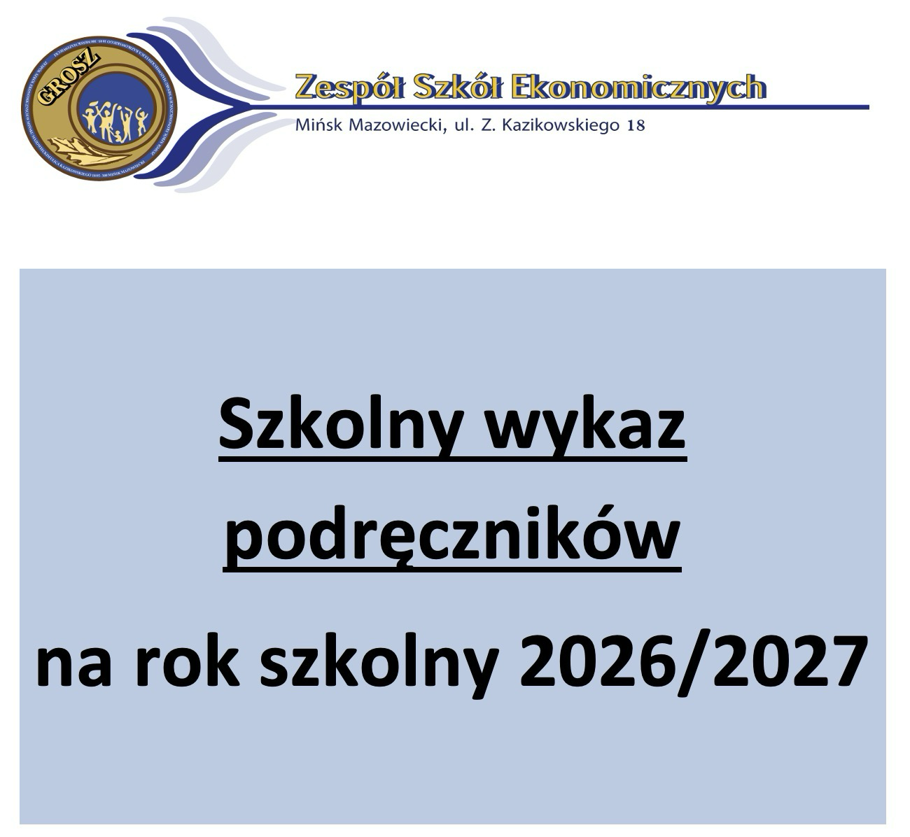 Wykaz podręczników na rok szkolny 2026/2027